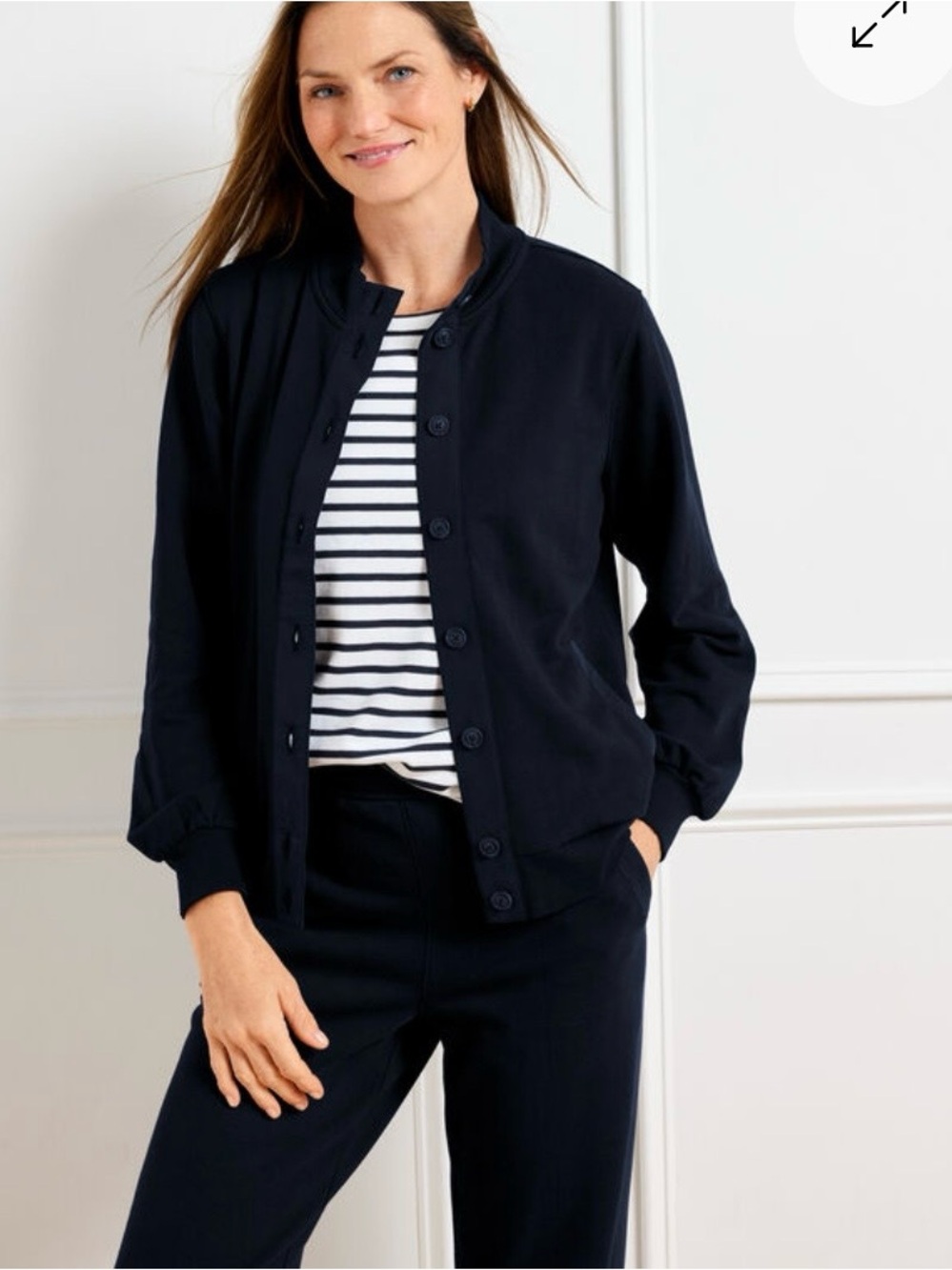 Talbots Navy Bomber Jacket with Button Front